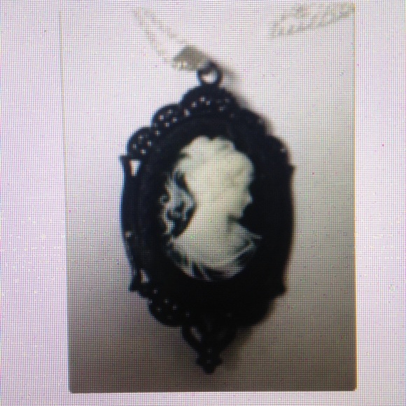 Black n White Lady Cameo Brooch-Pendant 925 Chain - Picture 4 of 7